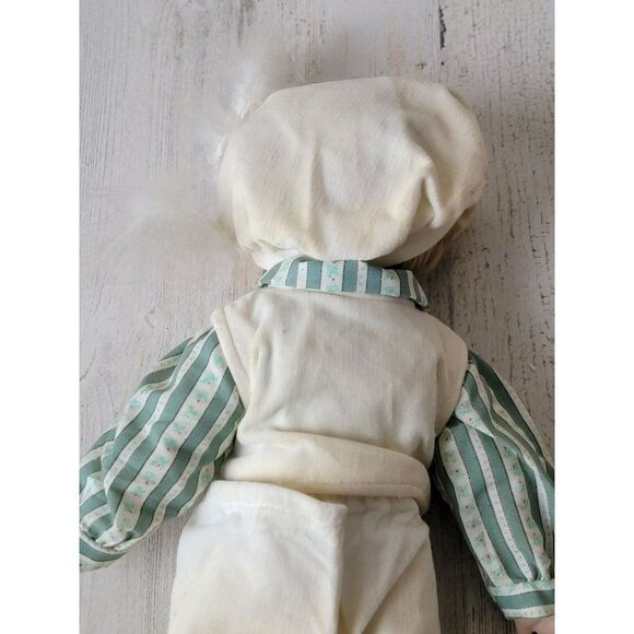 Marian Yu porcelain doll boy white feather hat stripe bow collectible - Picture 12 of 13